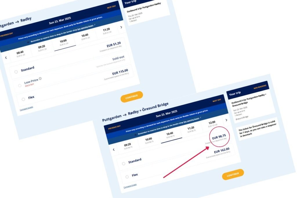 price comparison combination tickets for the Øresund Bridge