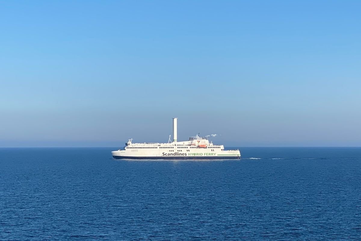 Scandlines ferry between Rostock and Gedser at sea