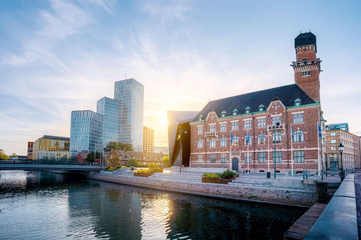 Canal and old buildings in central Malmö