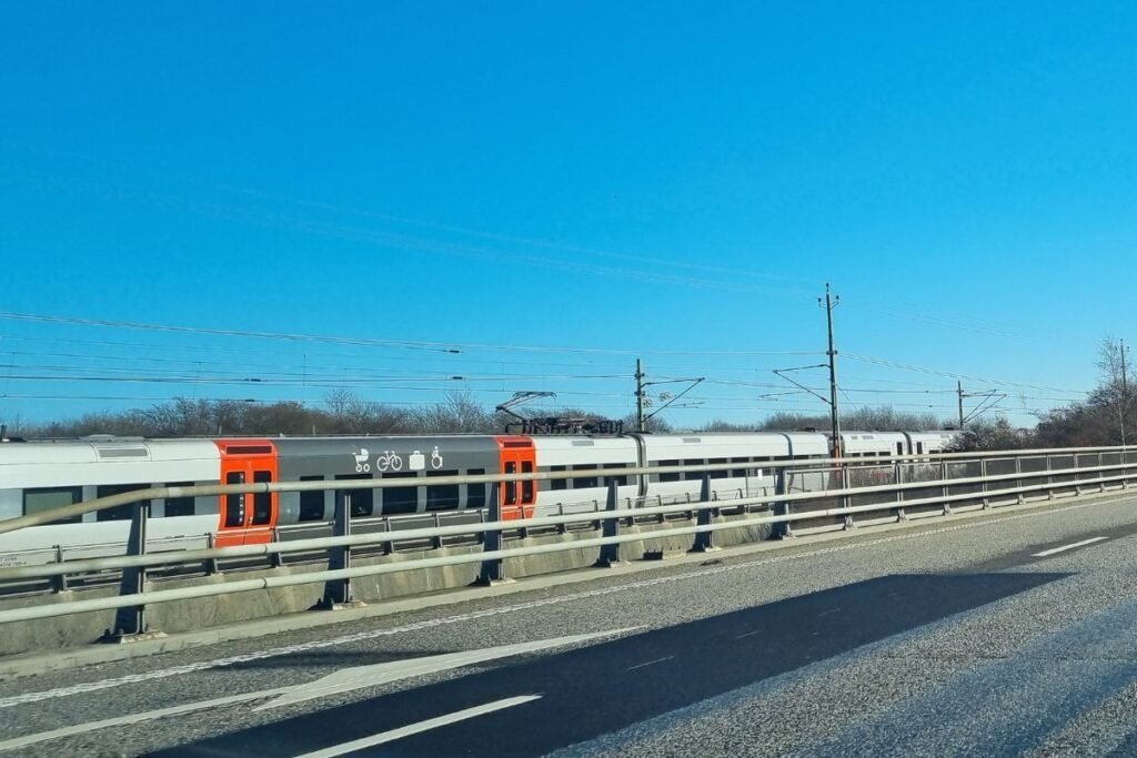 Øresund train crossing the bridge between Copenhagen and Malmö