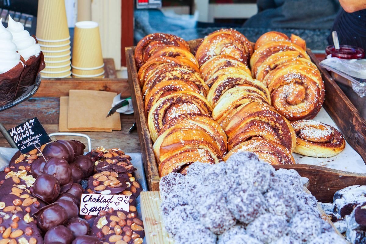Cinnamon buns and pastries for a Swedish fika